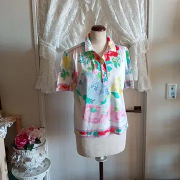 레오나르 꽃무늬 반팔 피케 셔츠