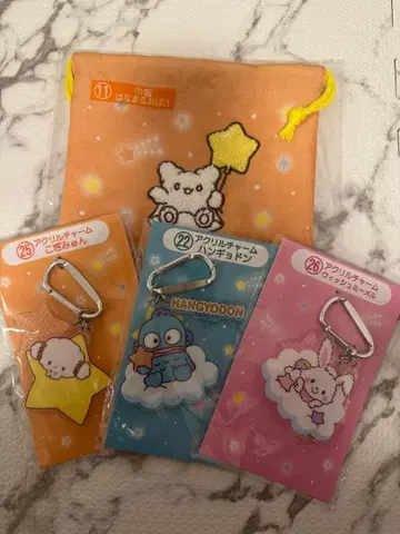 산리오 캐릭터 아크릴 키링 3개 세트, 복조리 1개
