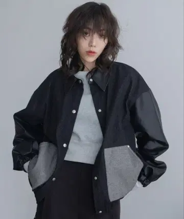 [ VACANCY ] 데님 도킹 가죽 자켓