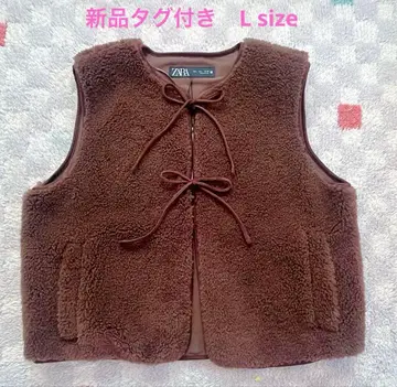 ZARA 브라운 플리스 베스트 L 보아 베스트 브라운 택 포함 새상품