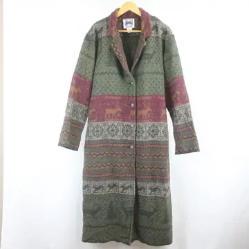 VINTAGE USA WOODED RIVER 담요 롱 코트