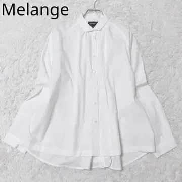 멜란쥬 셔츠 블라우스 개더 턱 페미닌 심플 화이트