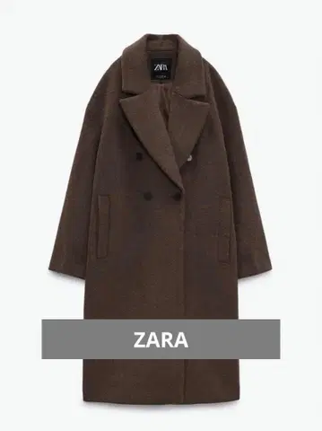 [ 컨디션 최상 ] ZARA 브라운 더블 브레스트 체스터 코트 L 사이즈