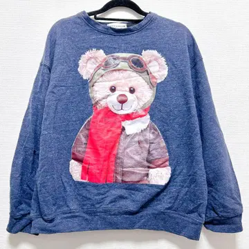 091 곰 베어 귀여운 네이비 구제 의류 트레이닝복 긴팔 네이비 컬러