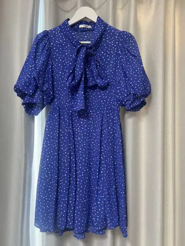 snidel 도트 프린트 보타이 원피스 블루 스나이델 0