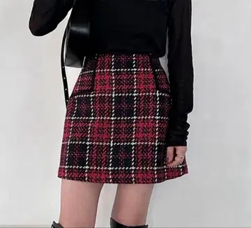 로빙 체크 스커트 치마바지