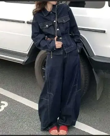 다크 블루 데님 셋업