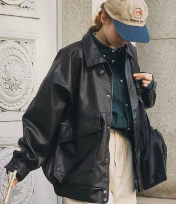 12/26까지! 가죽 자켓 오버 블루종 블랙