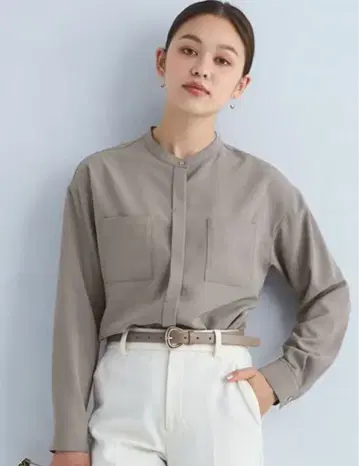 스탠드 포켓 롱 슬리브 셔츠 머신 워셔블 방 주름