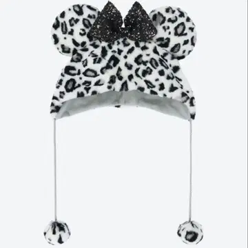 레오파드 무늬 팬캡 화이트