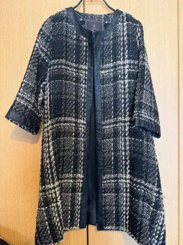 stylist 체크 무늬 롱 코트 M-L