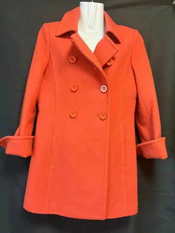 오렌지 컬러 더블 브레스트 피 코트 S 사이즈 익명 배송