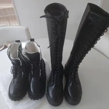 블랙 롱 부츠 (레이스업)