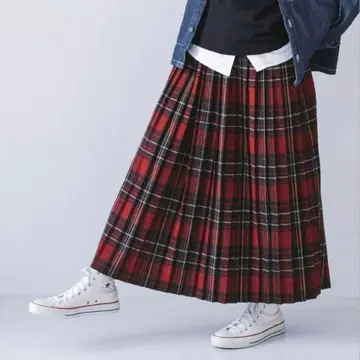 체크 스커트 refined works 기모