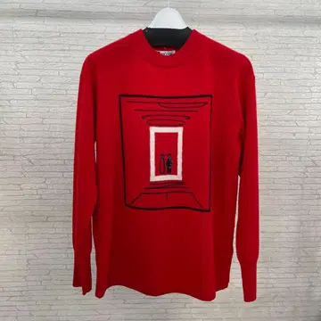 스튜디오 피콘 빨간색 아트 프린트 긴팔 캐시미어 니트