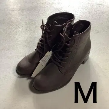브라운 레이스업 부츠 합성 피혁