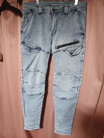 워크맨제 라이트 블루 스트레치 데님 작업 팬츠 빅 사이즈