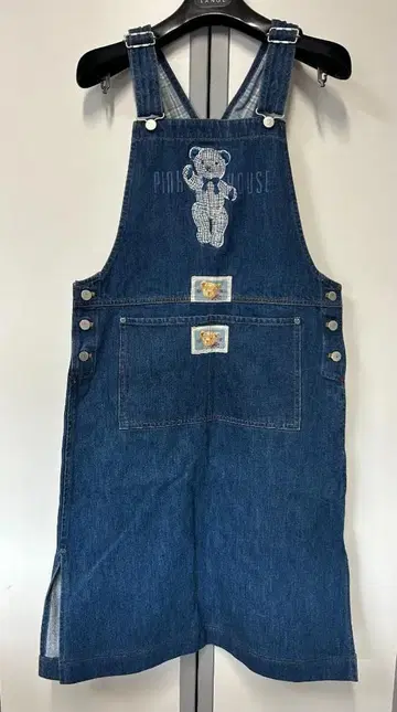 PINK HOUSE 데님 오버롤 테디베어 자수