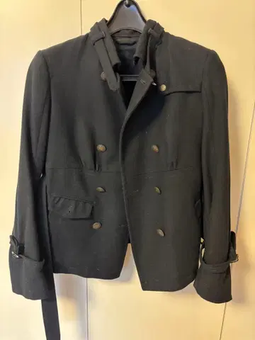 닐바렛 울 더블 브레스트 피 코트 블랙