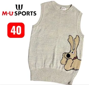 컨디션 최상 MUSPORTS 미에코 우에사코 니트 베스트 아이보리 40
