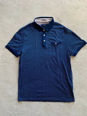 TED BAKER 네이비 도트 무늬 피케 셔츠 사이즈 4