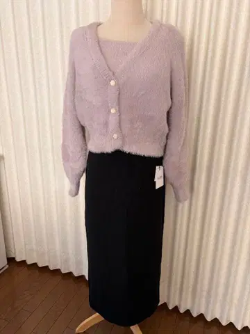 GRL 연보라 가디건과 상의 세트 & 스커트