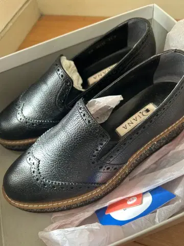 DIANA 블랙 가죽 로퍼 글리터 포함