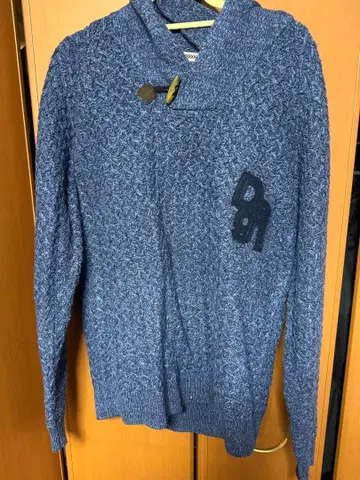 다크 블루 케이블 짜임 니트