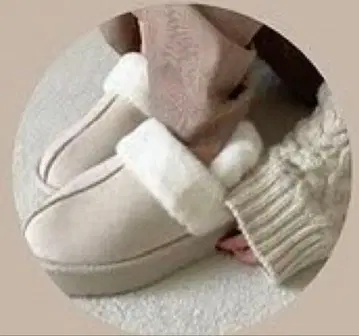 choco 기모 사보 퍼 샌들 옅은 주황색 화이트 M 사이즈