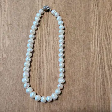 대형 화이트 담수 펄 목걸이