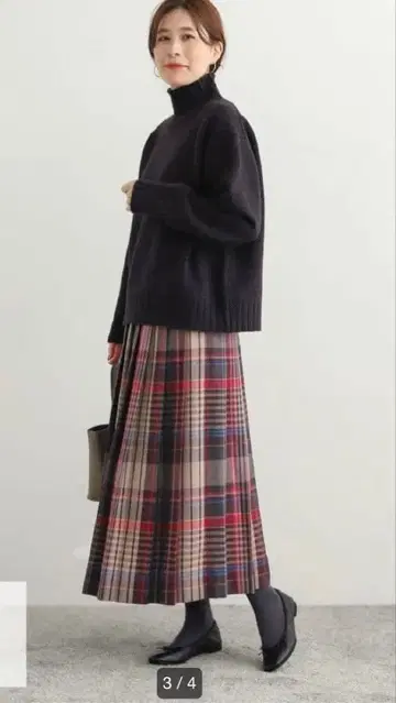 어반 리서치 도어스 컬러 체크 플리츠 스커트 레드 핑크