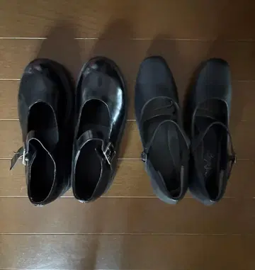 여성용 스트랩 슈즈 2켤레 세트 블랙 펌프스 메리 제인