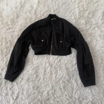 무루아 MURUA 크롭 숏 블루종 블랙 여성용 귀여운