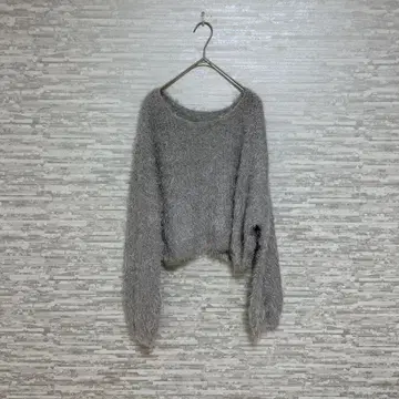 리디 샤기 니트 그레이 L 복슬복슬 숏 기장 니트