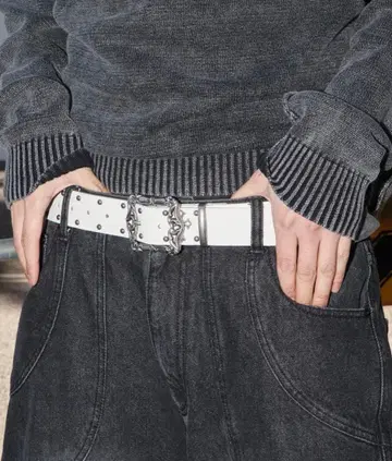 SHORT ROUND/크로스 모티브 스터드 벨트