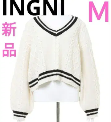 INGNI 새상품 V넥 케이블 브로큰 숏 칠드런 니트 가을/겨울 잉그