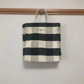 아네스베 토트백 캔버스 블록 체크