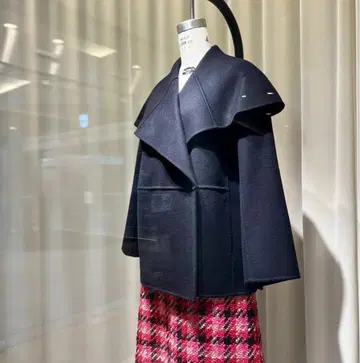 드로어 울 케누키 빅 칼라 숏 코트