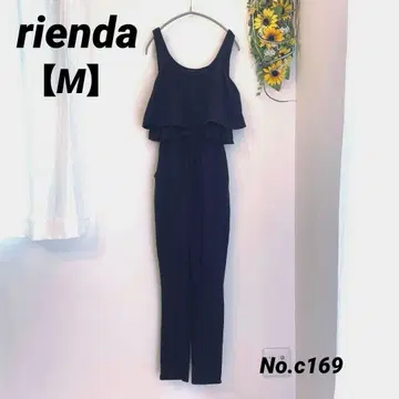리엔다 rienda 올인원 M 블랙 슬리브리스 오버롤