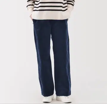 무인 스트레치 코듀로이 이지 스트레이트 팬츠 네이비 M