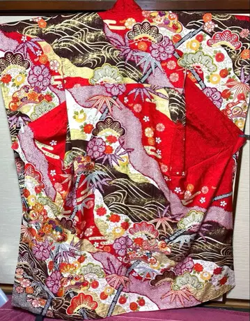 화이트 x 빨간색 송축매 후리소데 기장 169