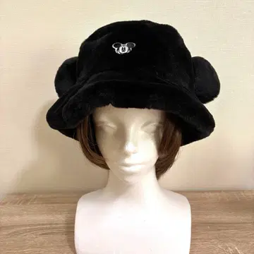 미키마우스 귀달린 블랙 모자 버킷 햇 퍼 복슬복슬