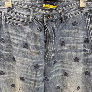 Rugby 스컬 패턴 자수 데님 팬츠 32