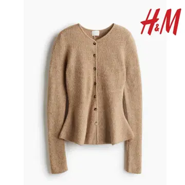 H&M 리브 니트 페플럼 가디건