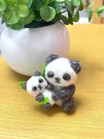 엄마아빠 팬더 마스코트 양모 펠트