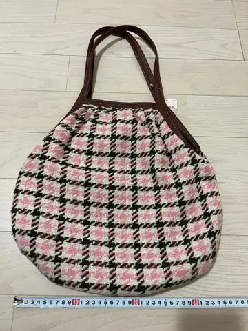 여성용 체크 무늬 토트백 미사용품