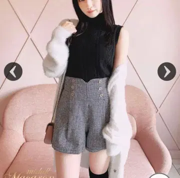 미셸 마카롱 하운드투스 체크 패턴 숏팬츠 M 사이즈