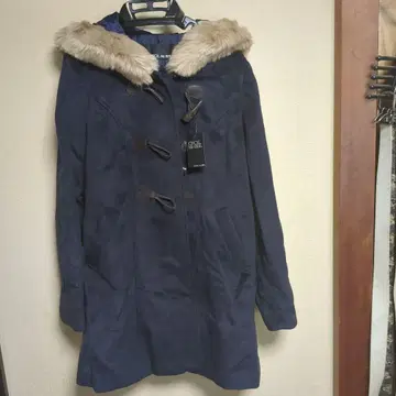 CECILMcBee 네이비 인조 모피 더플 코트