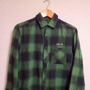 서브사이어티 SUBCIETY 체크 셔츠 긴팔 플란넬 셔츠 M 그린 블랙