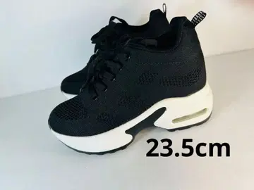 미사용 통굽 힐 스니커즈 23.5cm 블랙 인힐